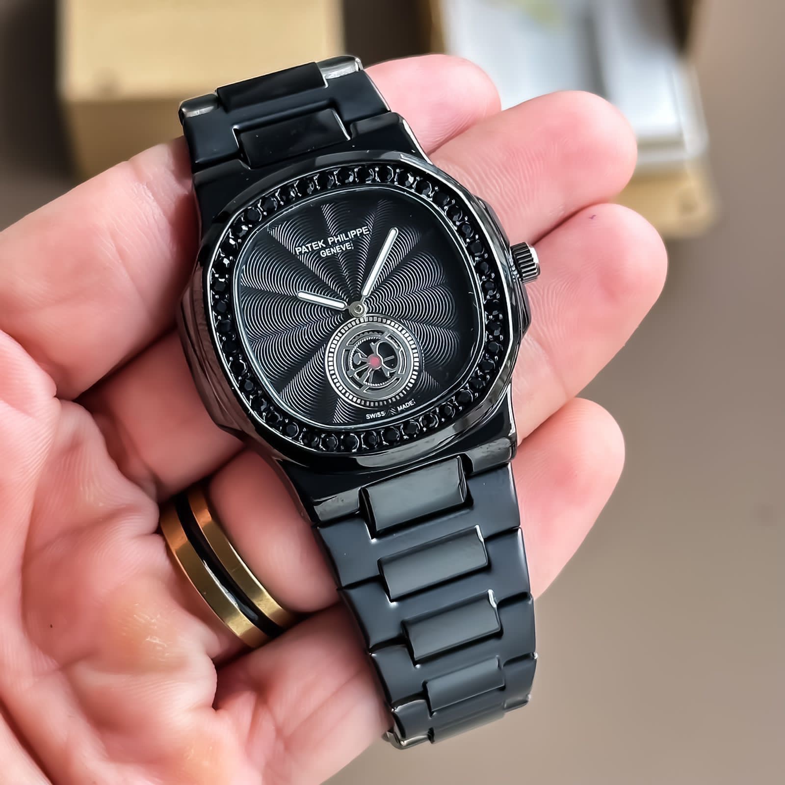 Best Quality Patek Philippe Diamond Black Watch for Men Under 3000